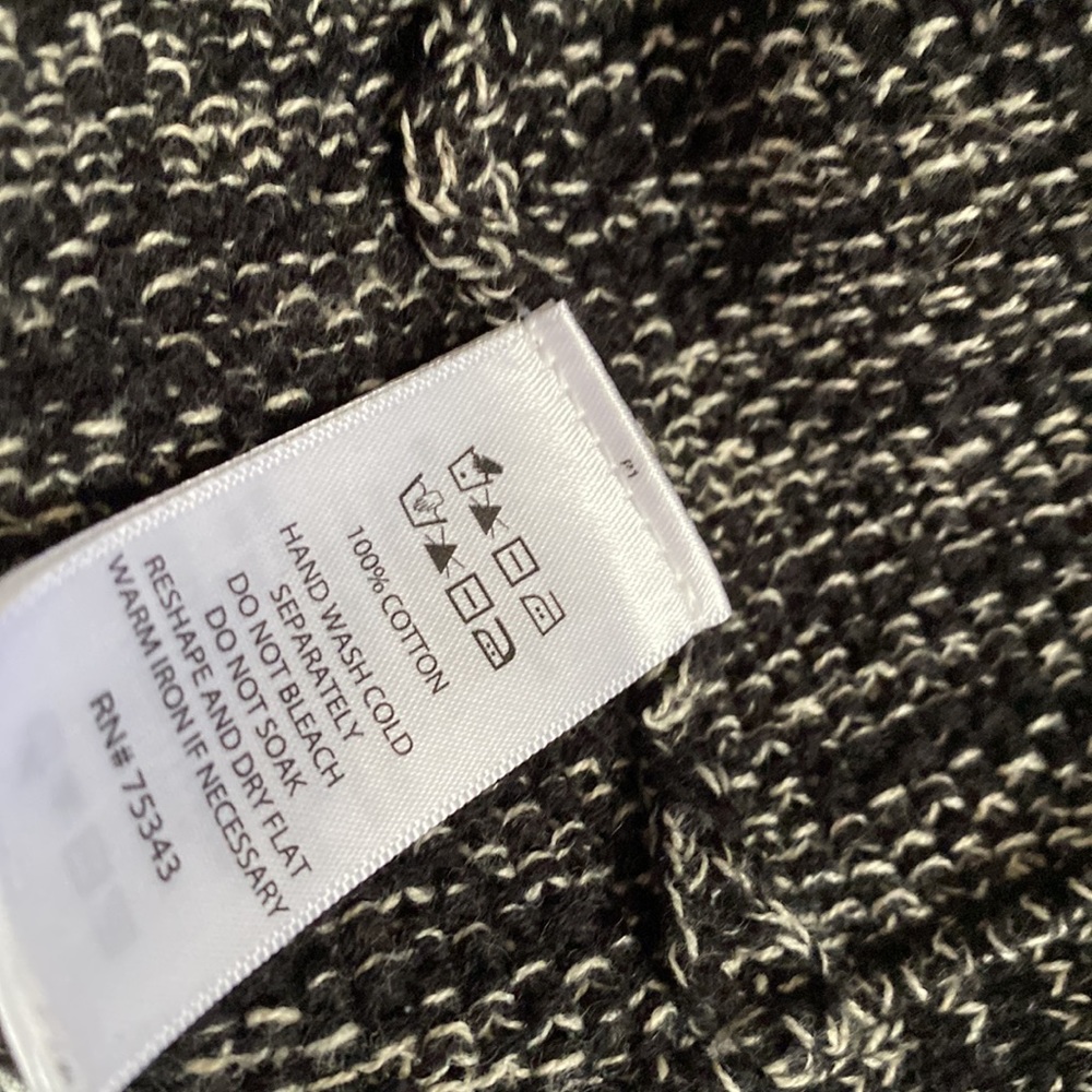TAHARI black white cotton sweater fringe cardigan blazer S - Picture 3 of 4